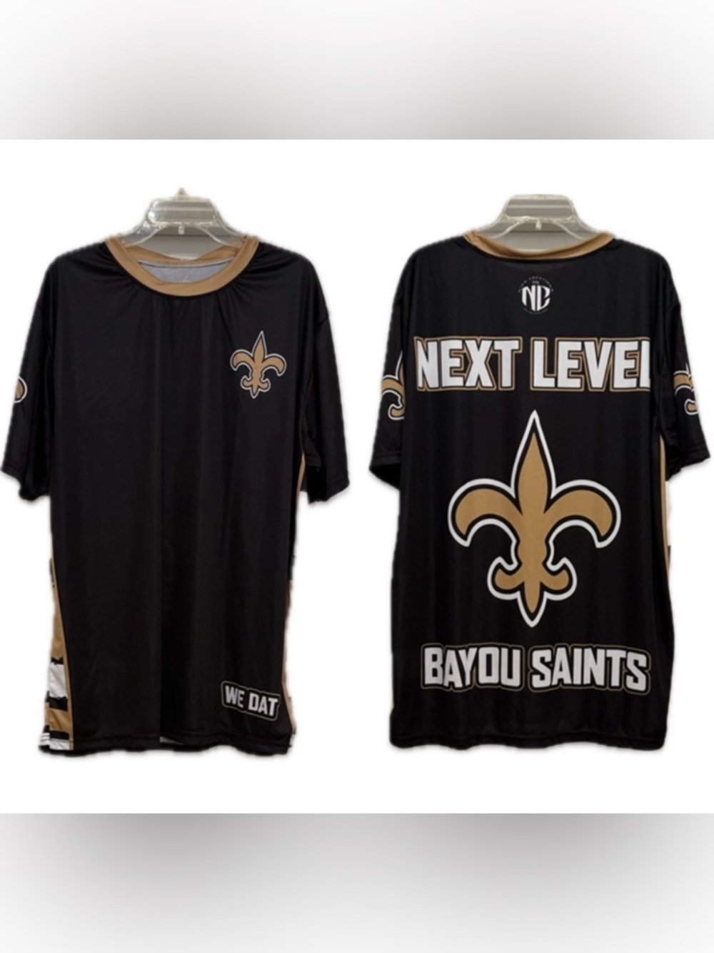NWOT New Orleans Saints NFL Black & Gold Fleur-de-lis Performance Shirt Mens 3XL